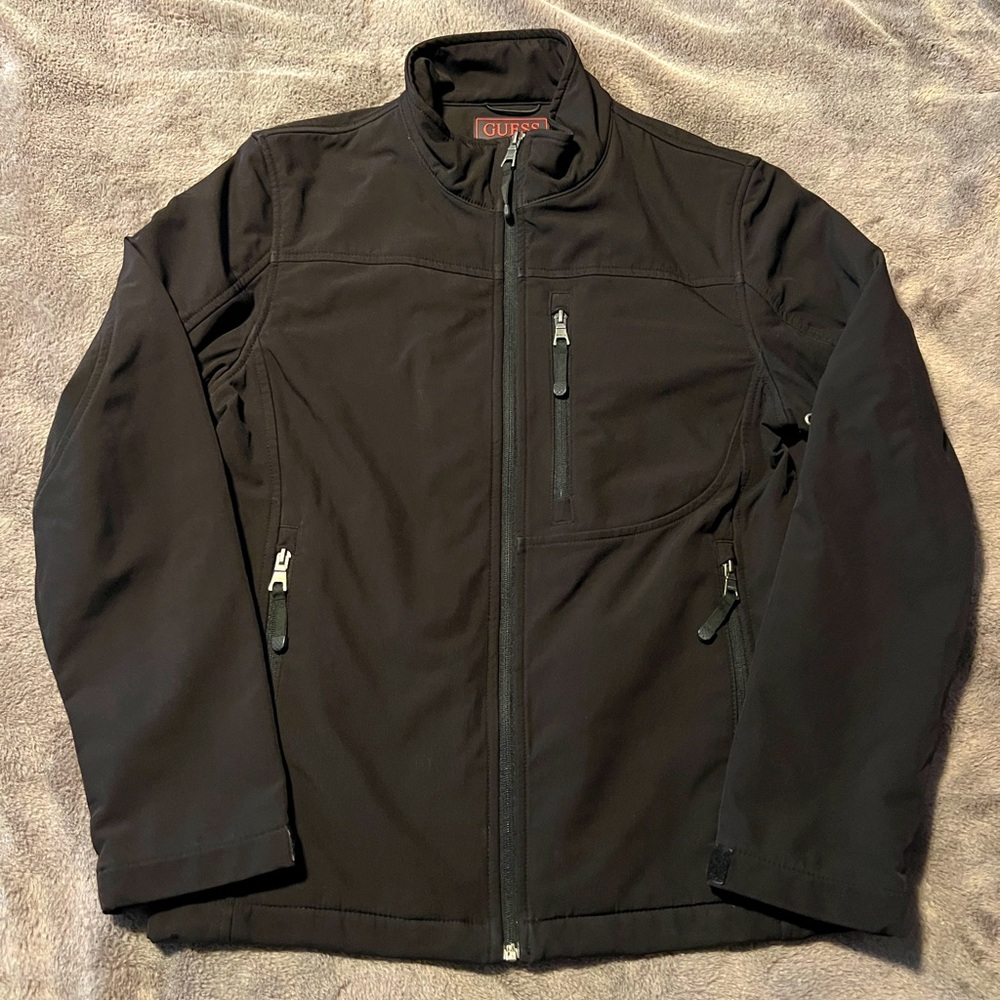 Guess Jacket Mens small Black Full Zip Coat Casual